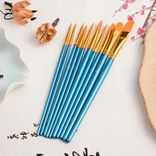 Другой размер 10 шт/набор детей студенту акварель гуашь Краски ing ручка нейлон волос синий деревянной ручкой Краски набор кистей лидер продаж