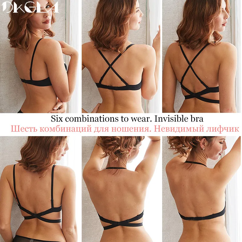 Модный бюстгальтер с открытой спиной Lnvisible Lingerie C D кружка Глубокий U сексуальный бюстгальтер U Плунжер 1/2 Кубок Бюстгальтер Черное Женское Белье пуш ап Бюстгальтеры