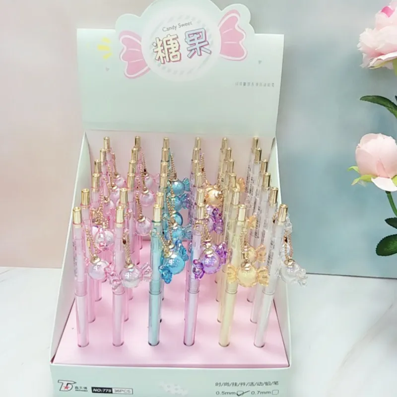 

36pcs/1lot Kawaii Candy Pendant Press Mechanical Pencils School Office Supply Student Stationery Kids Gift Automatic Pencil