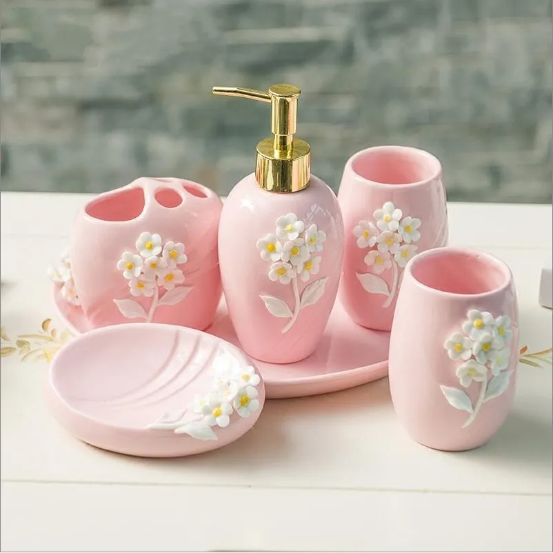 Fashion Bathroom Accessories Ceramic Set Lotion Bottle Fashion Bathroom Accessories Ceramic Set Lotion Bottle Toothbrush Holder Soap Box Trays In Sets From Home