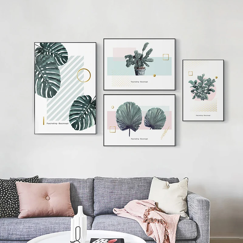 

Watercolor Leaves Posters and Prints Canvas Wall Art Painting Green Plant Style Nordic Decorative Picture Modern Home Decoration