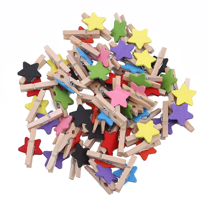 

50 Pcs/pack Making Pacifier Clip DIY Clamp Set Can Choose Color Star Shape Wooden Beads Spacer Wood Beads