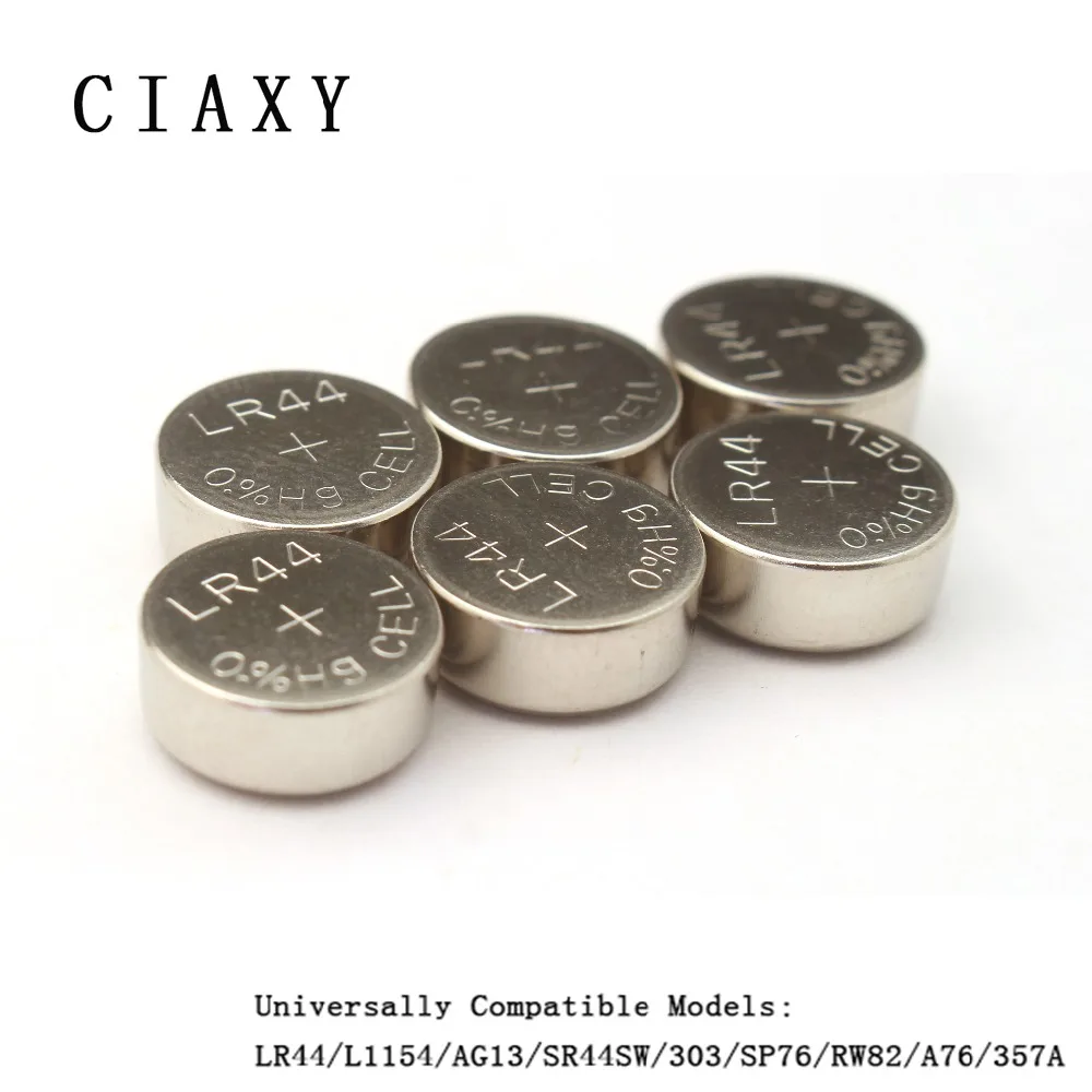 CIAXY 50pcs LR44 Battery Batteries For Watch/Toy/Calculator 1.5V L1154 SR44SW 303 SP76 RW82 A76