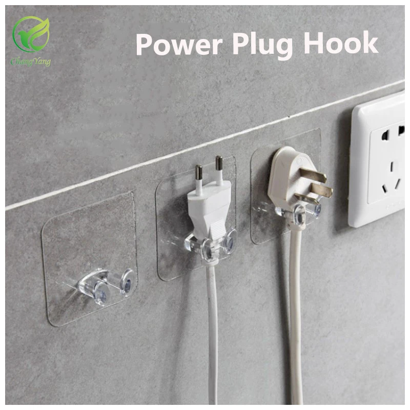 

ChangYang 5pcs/Pack transparent Home Office Wall Powerful Adhesive Plastic Power Plug Socket Holder Hanger Wall Storage Hook