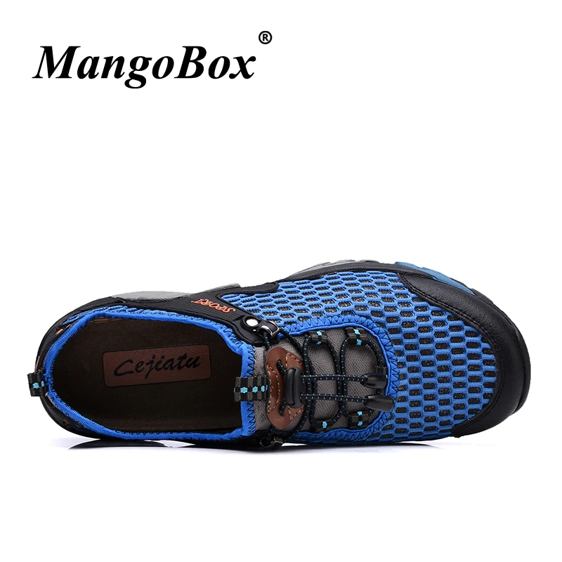 Summer Man Mesh Hiking Shoes Black Brown Fishing Sneakers Breathable Mens Outdoor Sports Shoes Comfortable Mountain Shoes