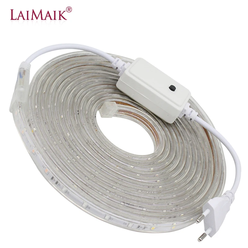 LAIMAIK Светодиодная лента AC220V SMD2835 цветная с контроллером разноцветная IP67