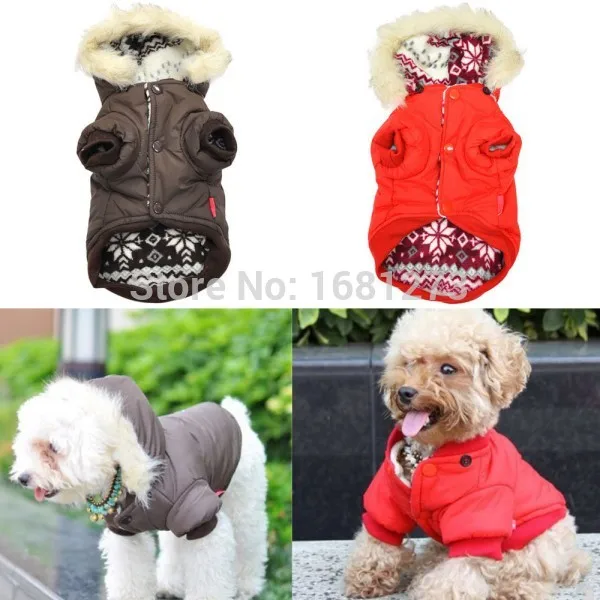Собака Толстовка толстовки одежда для щенков и собак Зима теплая SnowflakeSides одежда пальто с капюшоном верхняя одежда