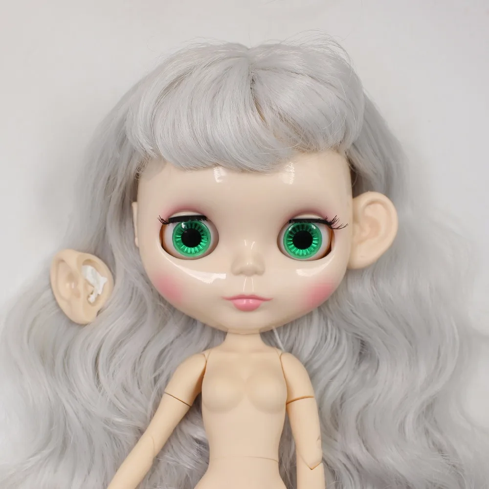 Кукла ICY DBS Blyth игрушка из серых волос с ушками белая кожа сустав тело не нужно
