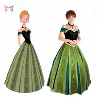 จัดส่งฟรี Anna คอสเพลย์ชุด Princess Coronation คอสเพลย์เครื่องแต่งกายที่กำหนดเองขนาดสร้อยคอ