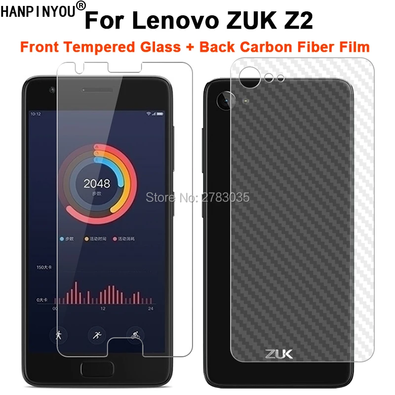 

For Lenovo ZUK Z2 5.0" 1 Set = Soft Back Carbon Fiber Film + Ultra Thin Clear Premium Tempered Glass Front Screen Protector