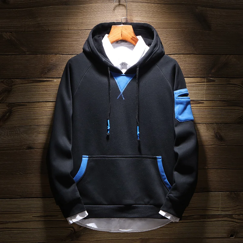 

Fashion Casual Men's Hoodie Spring And Autumn New M-3XL Solid Color Loose Pullover Black Gray Personality Youth Popular
