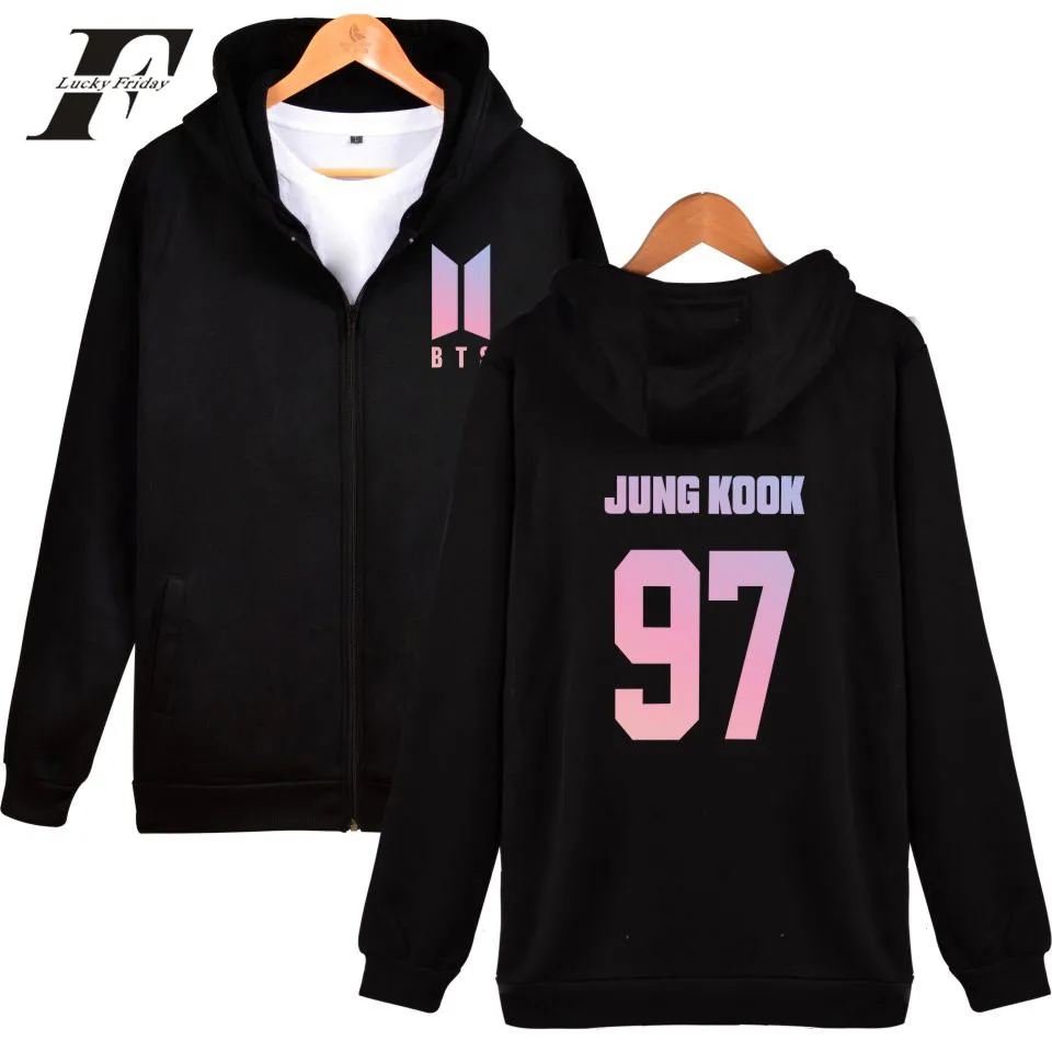 

DF LUCKYFRIDAYF DNA Zipper Men Hoodies Sweatshirt Bangtan Album Love Yourself Hip Hop Sweatshirt Men Kpop Zipper Clothes