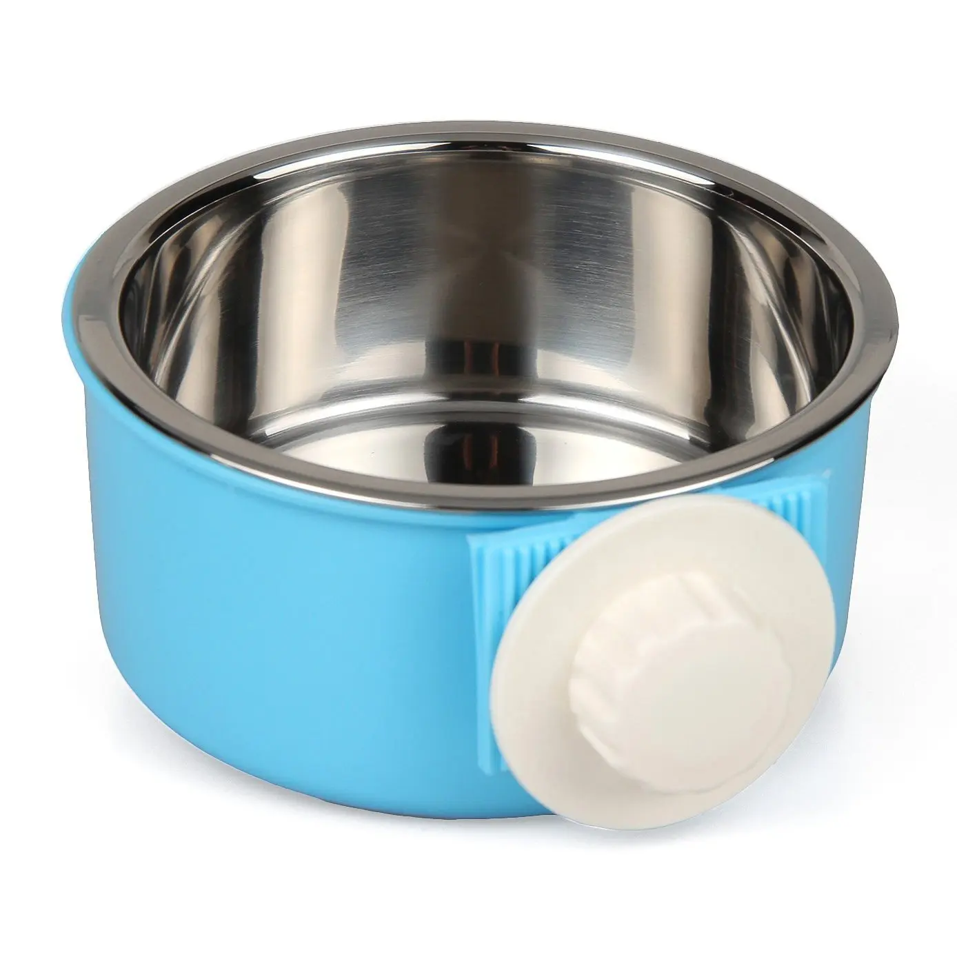 

NCFAQUA 2-in-1 Universal Stainless Steel Pet Hanging Dog Bowls Removable Water Bottle with Plastic Puppy Feeder for Dogs Cats