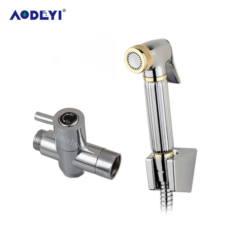 AODEYI Toilet Bathroom Handheld Diaper Sprayer Shower Brass Shattaf Bidet Spray Douche Kit Brass T-Adapter Hose Holder AODEYI Toilet Bathroom Handheld Diaper Sprayer Shower Brass Shattaf Bidet Spray Douche Kit Brass T-Adapter Hose Holder