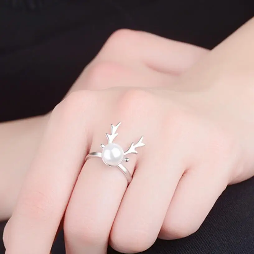 New Hot Geometry Pearl Deer Elk Rings For Women Christmas Jewelry Statement Party Engagement Wedding SAR8 | Украшения и