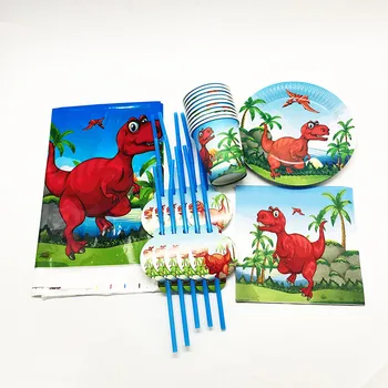 

81pcs Dinosaur theme disposable tableware party set plates cups straws tablecloths baby shower party decorations