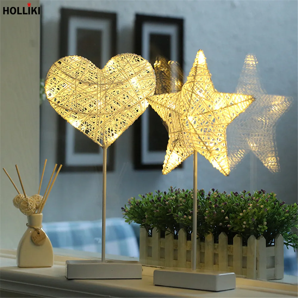 

LED Star Tree Heart Night Light Charming Romantic Portable Battery Powered Atmosphere Night Lamp for Home Festival Decor Gift