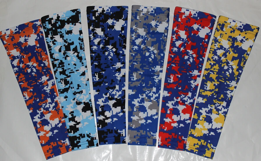 

wholesale 2018 New Youth Orange Royal Blue & White Digital Camo Compression Arm Sleeve FAST SHIP