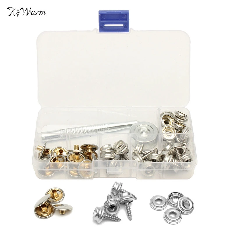 62pcs Boat Cover Canopy Fittings Stainless Steel Canvas to Screw Press