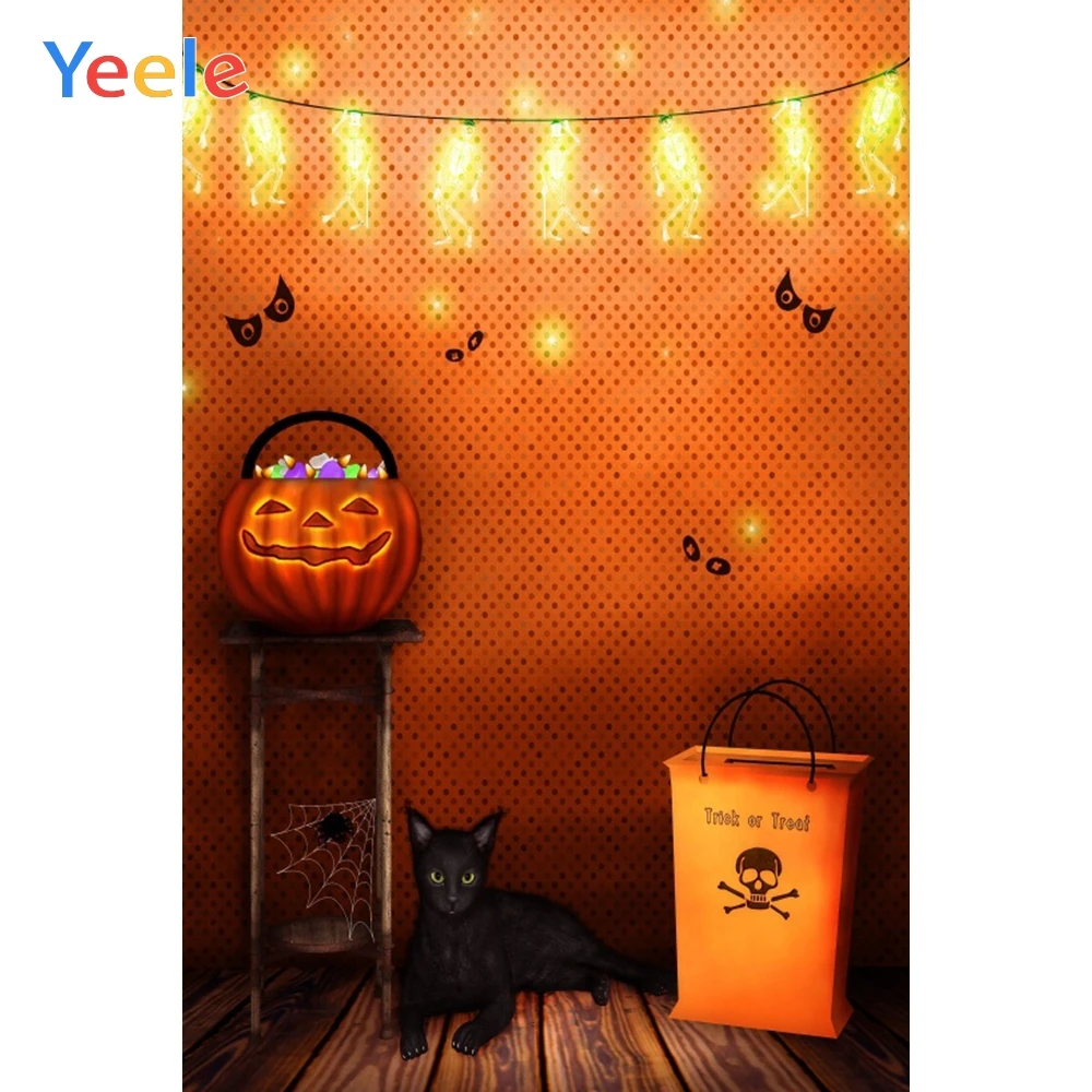 

Yeele Halloween Trick Or Treat Interior Pumpkin Photography Backdrops Personalized Photographic Backgrounds For Photo Studio