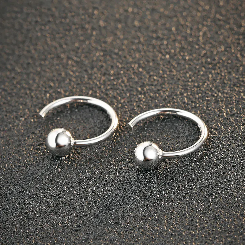Женские серьги кольца из серебра 925 пробы с круглым шариком|silver earrings round|hoop