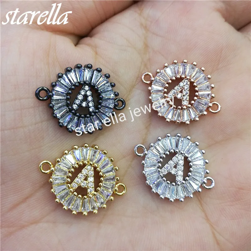 

Starella Micro Paved CZ A to Z 26 Letters Initail Alphabet Letter Charm for Macrame Bracelet Making Accesorios Joyeria