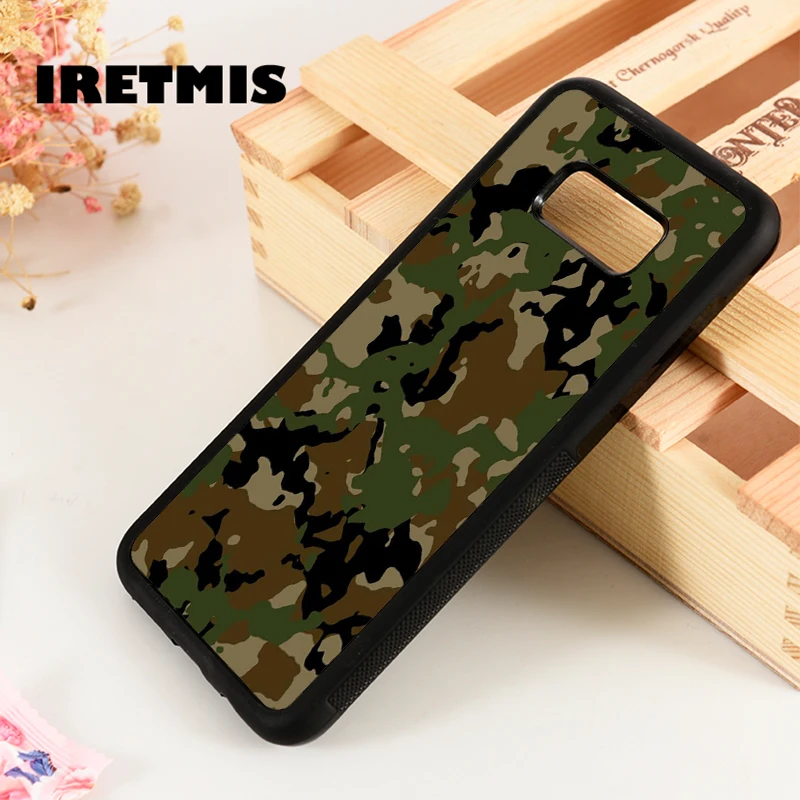 

Iretmis S3 S4 S5 Silicone phone case cover for Samsung Galaxy S6 S7 S8 S9 edge plus Note 3 4 5 8 9 Camoflage Camo Pattern Army