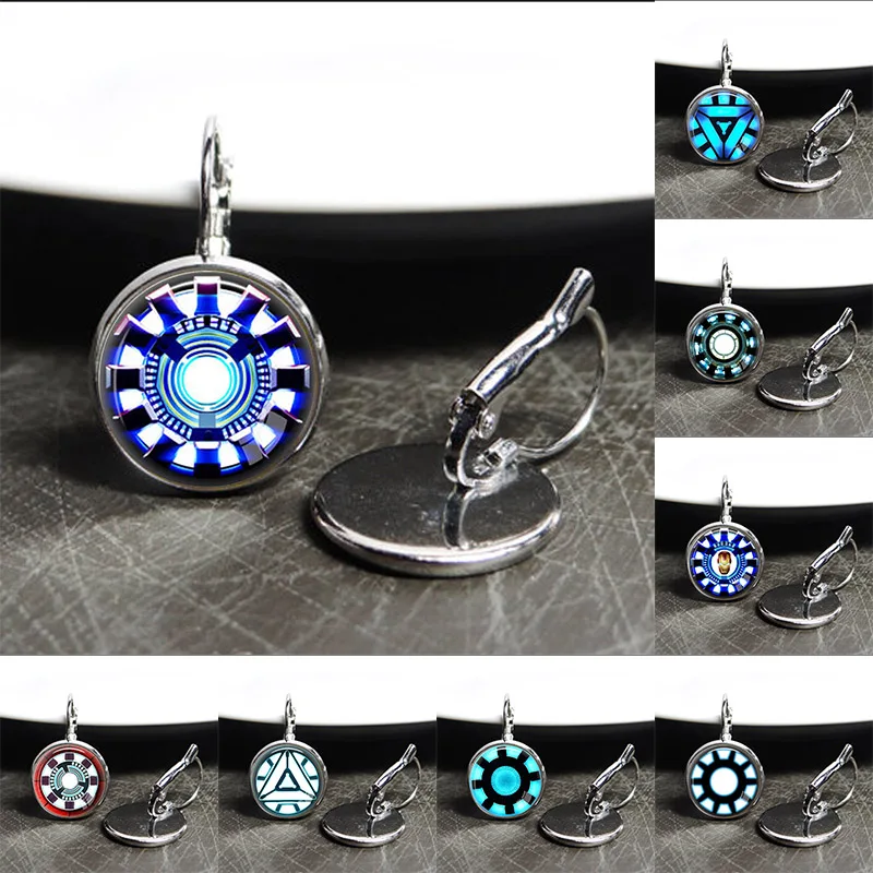 Iron Man Inspired Arc Reactor Earrings Tony Stark Arc Reactor earring Iron Man jewelry lucky amulet movie glass geek jewellery