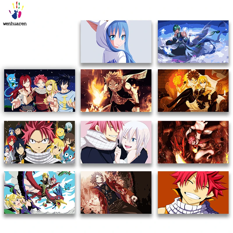 Diy Farbstoffe Bilder Durch Zahlen Mit Farben Fairy Tail Fire Dragon Slayer Bild Zeichnung Malerei Durch Zahlen Gerahmte Home Paint By Number Aliexpress