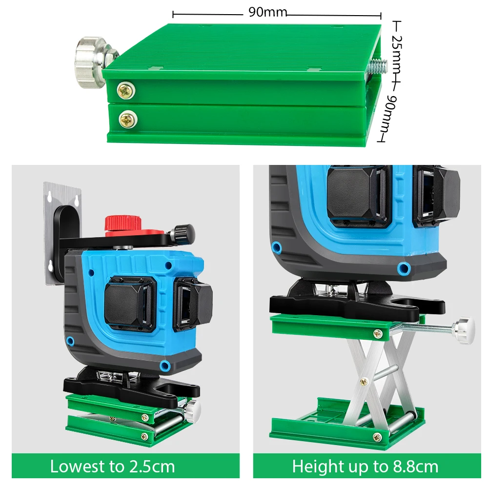 12 линий 3D зеленый лазерный уровень самонивелирующийся 360 градусов Горизонтальные и вертикальные поперечные линии Зеленая лазерная линия с батареей штатива
