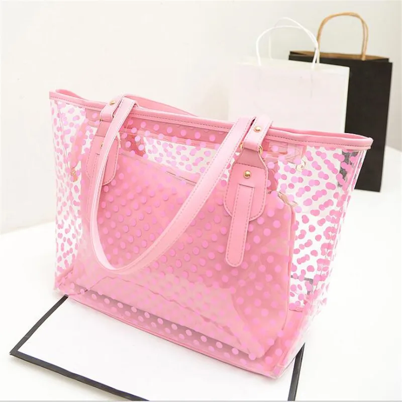 

Sale 2019 Casual Totes Women PVC Handbag Transparent Beach Bags Summer Ladies Shoulder The New listing Arrival Open bolsos mujer