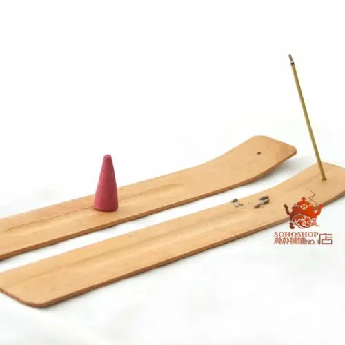 Simple pine wood incense holder,25.5x3.3x0.2cm.Hole size can be