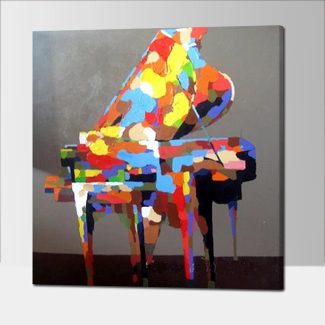 Peint à La main Coloré Piano Peinture À L'huile Abstraite
