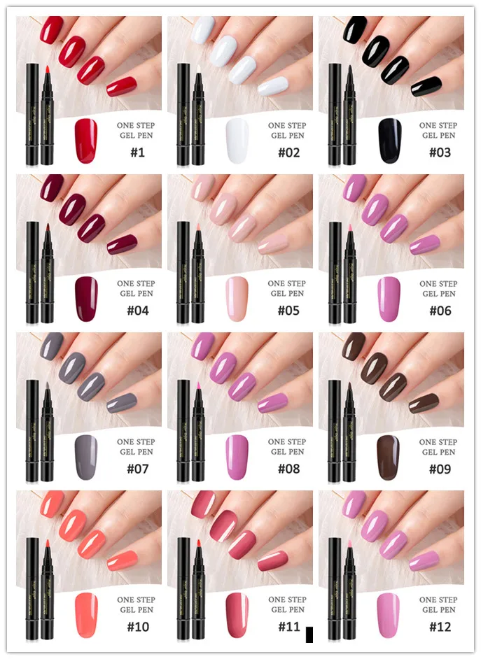 

1pc Nail Brush Pen 3 In 1 One Step Nail Gel Polish Do Not Need Base Top Coat LED UV Lamp Gel Lacquer Nail Art 2019New