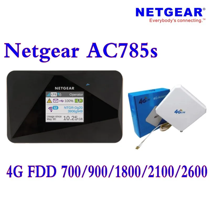 Разблокирована Netgear AirCard 785 S (плюс 4g 35dbi антенны) Мобильная точка доступа Dual band Wi-Fi 4G FDD 700/900/1800/2100/2600 МГц