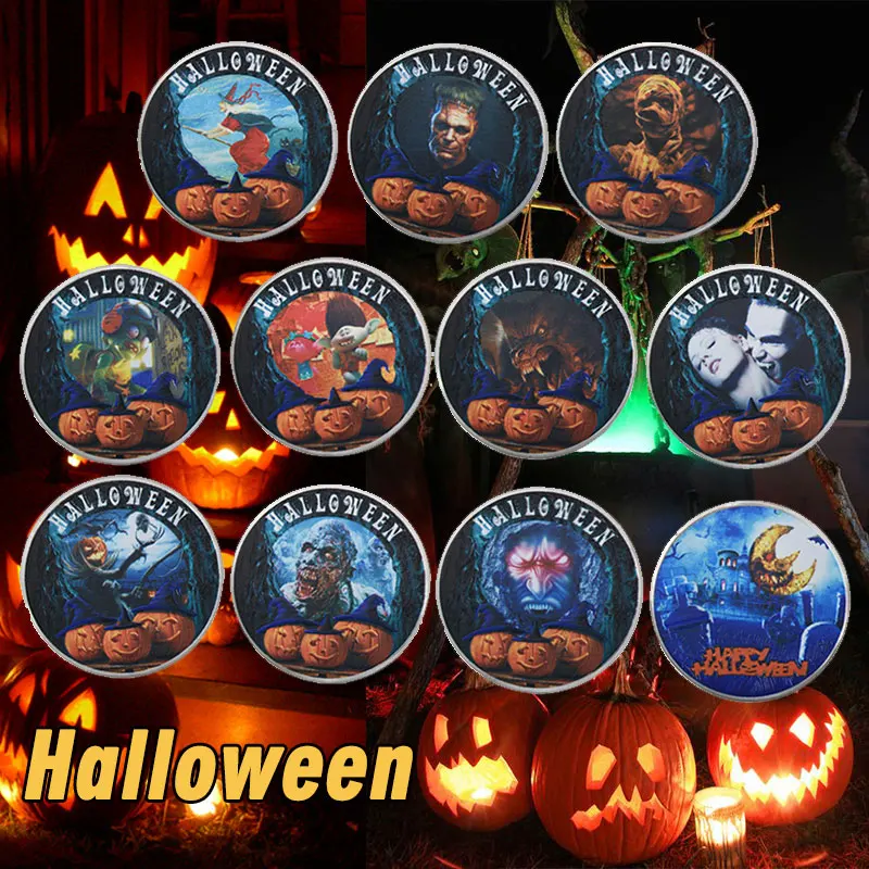 WR 999.9 Silver Halloween Customized Coins 10Pcs Colorful Festival