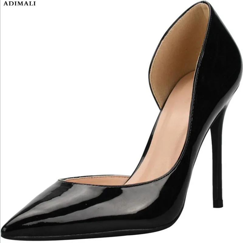 

2018 Club slim heel super sexy princess shoes pearl buckle bright leather wedding shoes pointed high heels women's shoes