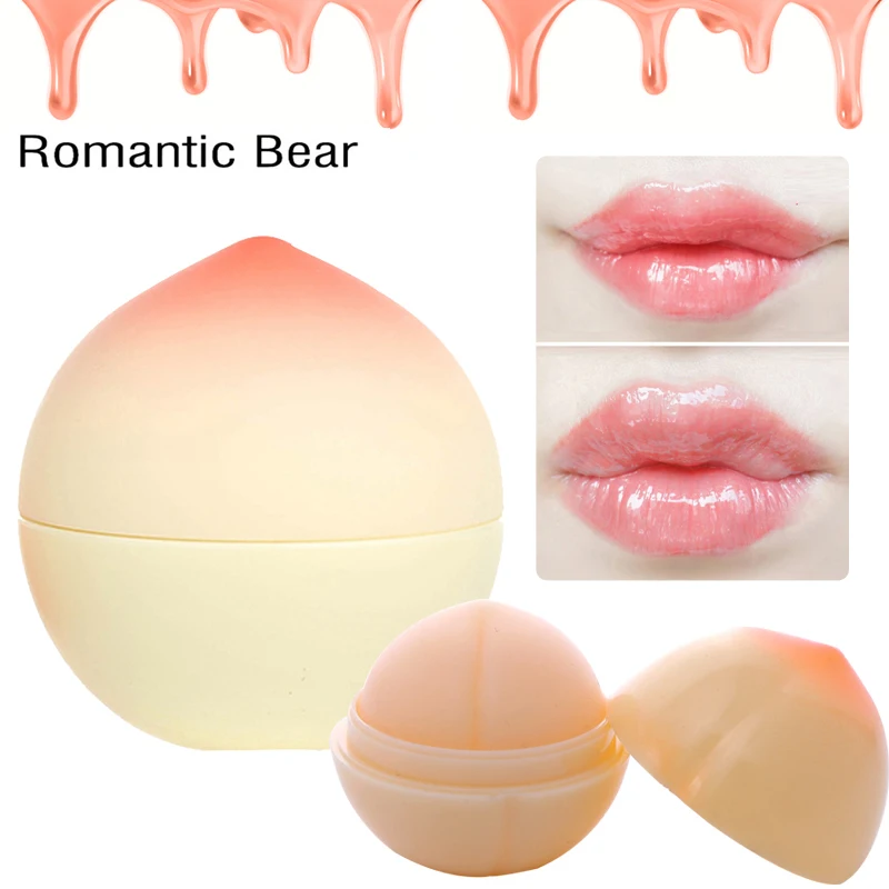 

Romantic Bear New Cute Makeup Peach Shape Moisturizer Nutritious Lip Balm Long Lasting Lips Care Brand Lipstick Balm