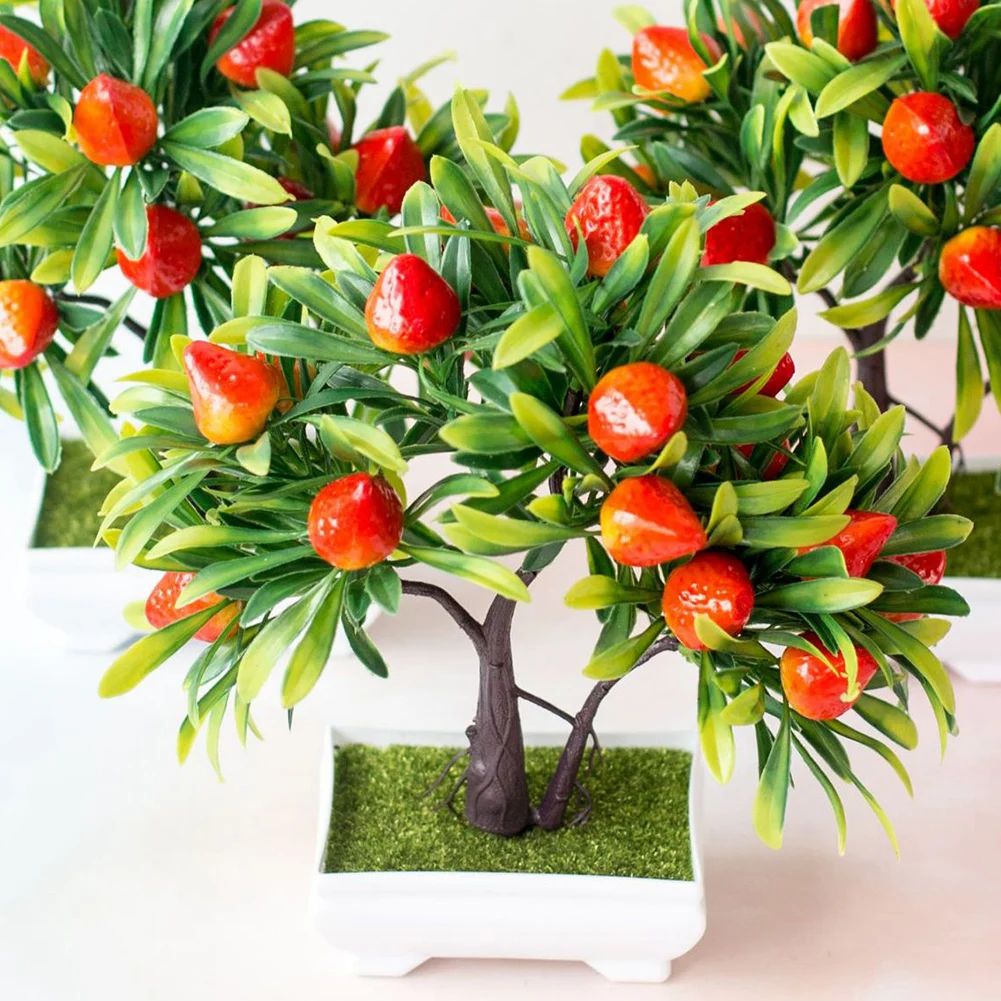 Искусственные цветы 1 шт. искусственные фрукты Клубника дерево бонсай домашний офис сад стол вечерние Декор
