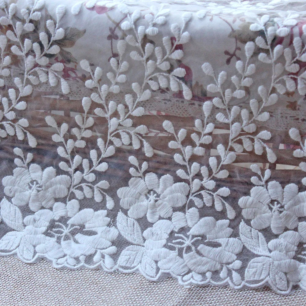 

35cm width Cotton Embroidered Sewing Ribbon Guipure Lace Trim Dress Lace Fabric DIY Garment Accessories Curtains African Lace