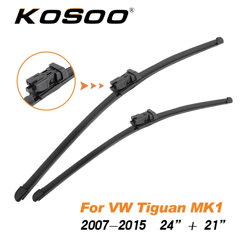 KOSOO для Volkswagen Tiguan MK1/MK2 2007 2008 2009 2010 2011 2012 2013 автомобиля натуральные резиновые щетки стеклоочистителя - Цвет: MK1 2007-2015 2421