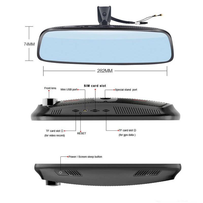 QUIDUX Автомобильное зеркало заднего вида 8 0 &quotIPS 4G DVR ADAS GPS Navigetor FHD 1080P видео камера
