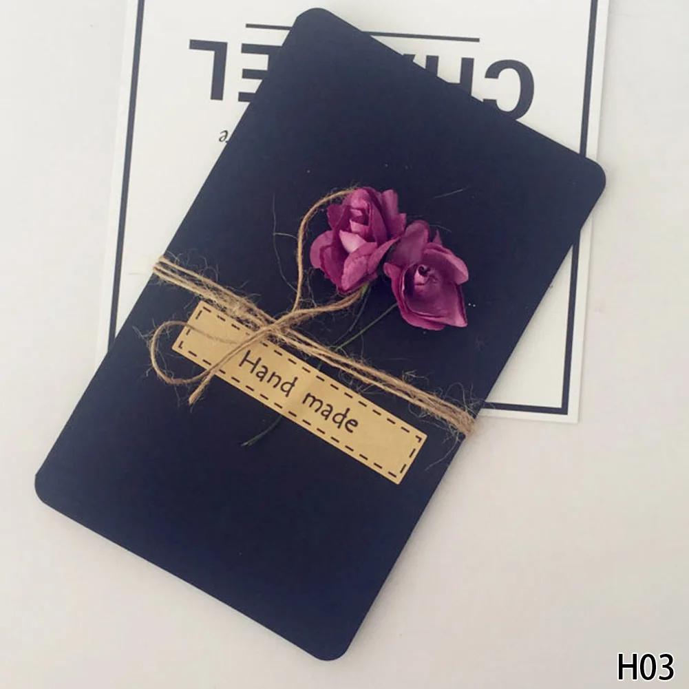 

2017 Mini Fresh DIY Dried Flower Birthday Card Folding Christmas Greeting Card Writing Paper Graduation Blessing