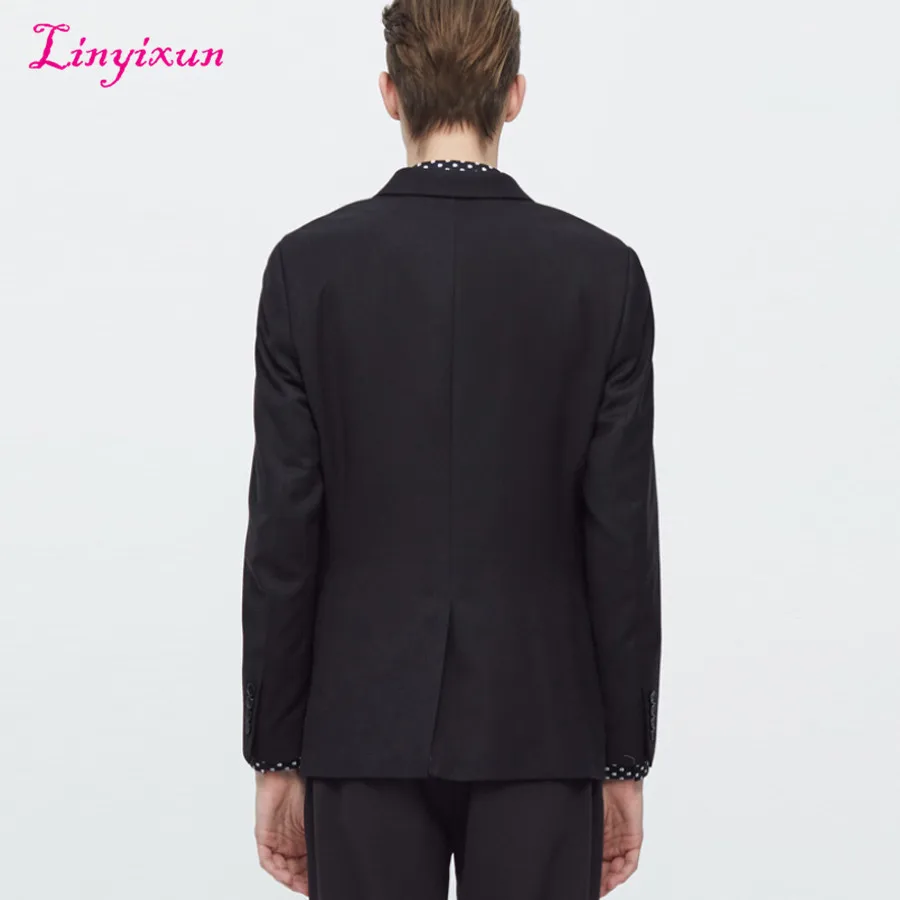 Linyixun Новое поступление повседневный костюм Куртка Блейзер Masculino Блейзер мужские обтягивающие классические мужские пальто сплошной цвет мужской костюм куртка автобус