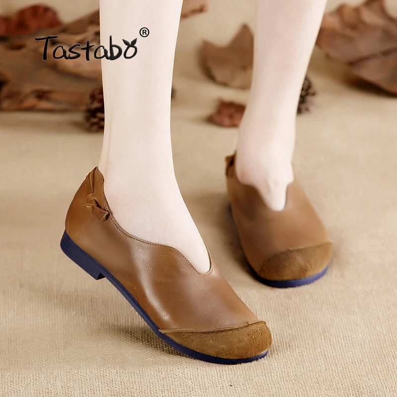 

Tastabo Casual Genuine Leather Flat Shoe Flower Slip On Driving Shoe Female Moccasins Flats Lady Pregnant Women Shoes
