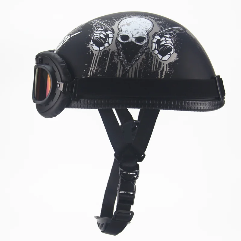 Мотоциклетные шлемы, велосипедные шлемы, открытые полулицевые с козырьком, очки в ретро винтажном стиле - Цвет: Matte Black t09 2