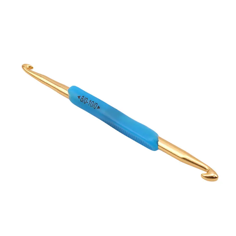 Новые силиконовые ручки золотые Двойные Алюминиевые крючки для вязания спиц DIY Набор инструментов для вязания цветные пластиковые Алюминиевые крючки для вязания крючком