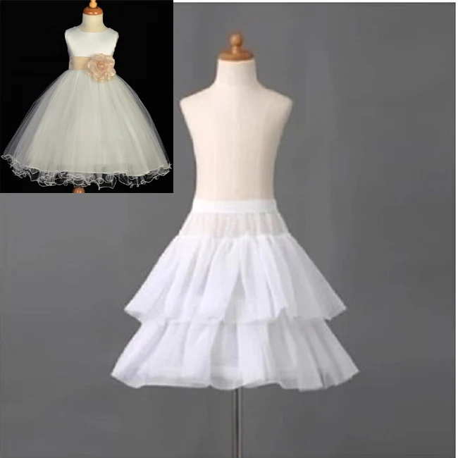 Latest Children Petticoats Wedding Accessories White 1-Hoop 2-Layer Little Girl Crinoline Flower Girl Dress Kids Underskirt