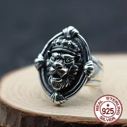 S925 серебро Мужская Открытое кольцо личности классический ретро модные серии резные полые как Бог моделирование подарок для отправки