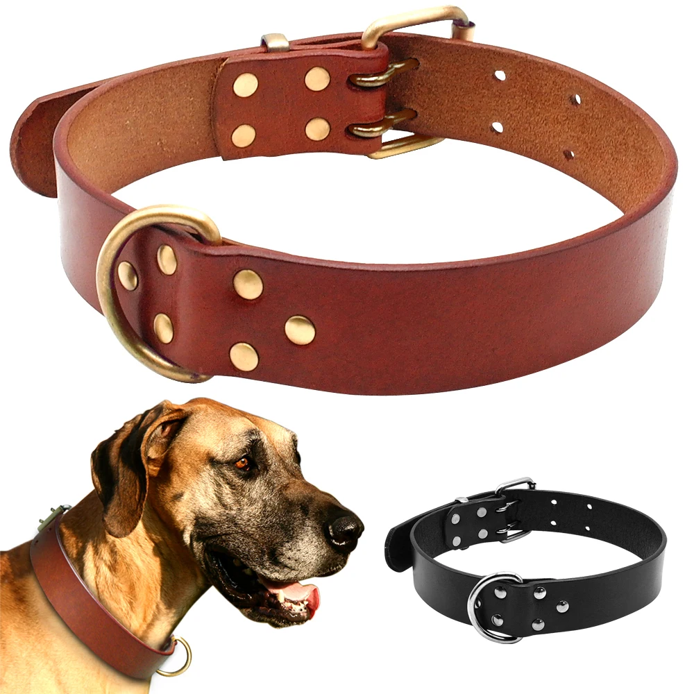 Luxury Best Genuine Leather Pet Dog Collars For Pit bull German